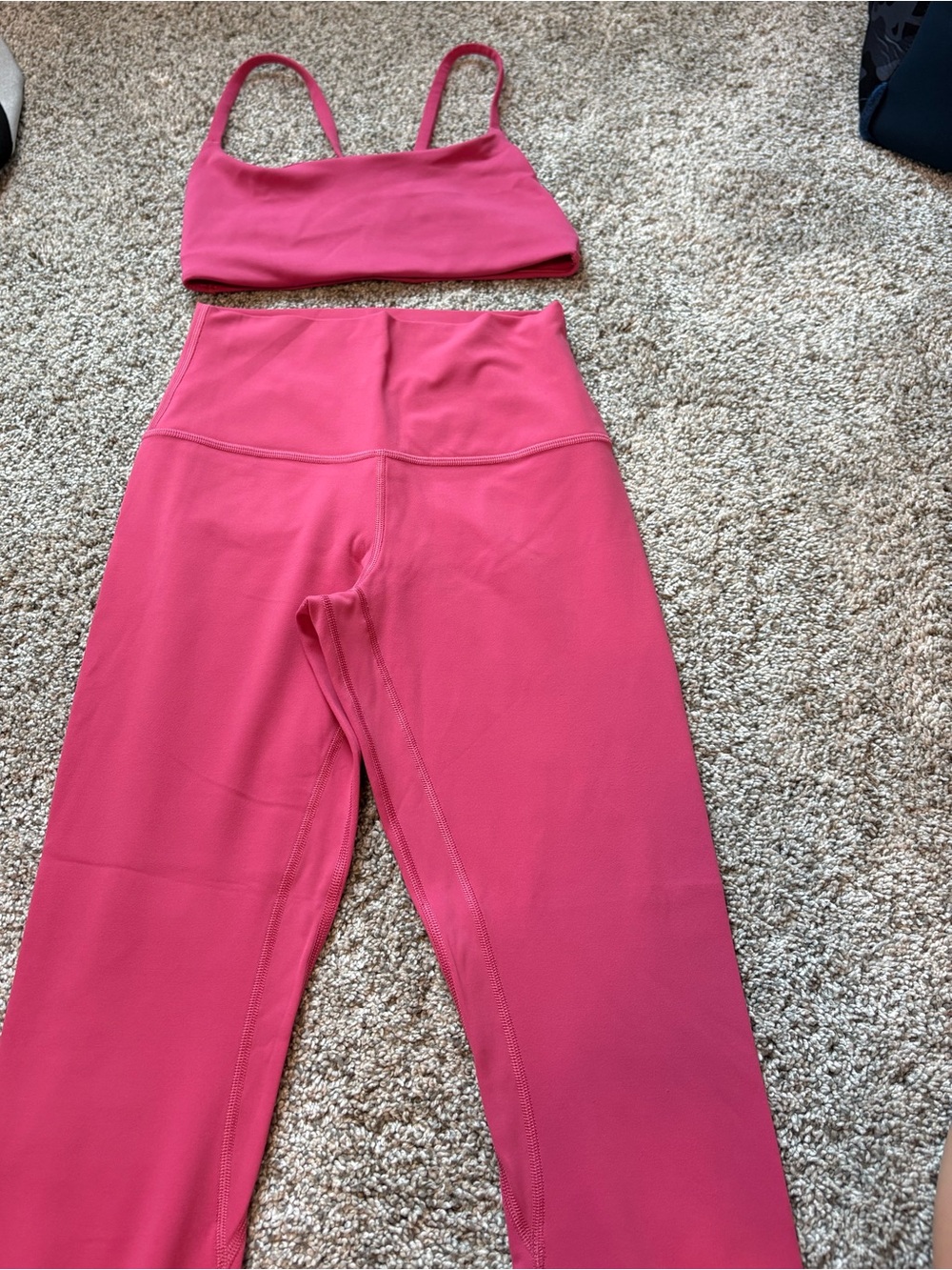 lululemon Bright Pink High-Waist Leggings and bra set - XS